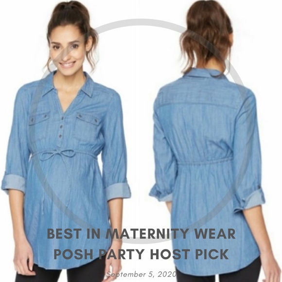 Motherhood Maternity Tops - Motherhood Maternity Jean Cinch Waist Top medium